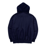 [UNISEX] Faux Shearling-Trimmed Cotton-Jersey Hoodie (Navy) (6656664797302)