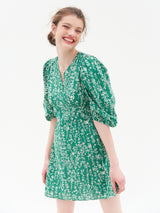 PUFF SLEEVES V NECK ONEPIECE_GREEN (6580887847030)