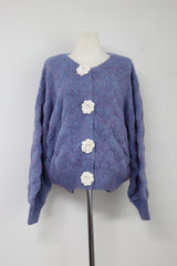 ROMANTIC FLOWER BUTTON LOOSE CARDIGAN(BEIGE, YELLOW, BLUE, GREEN 4COLORS!) (6613127626870)
