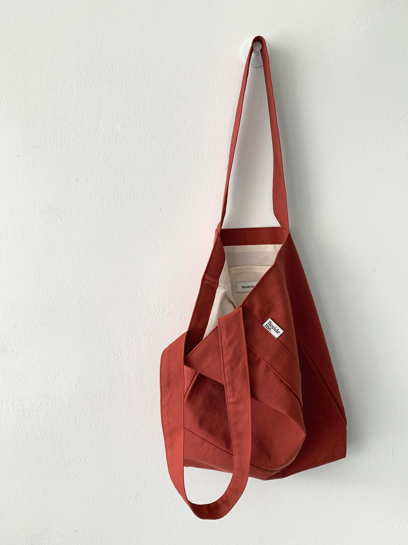 Twill simple line bag - brick