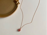 ナチュラルルビーストーンウォータードロップデイリーネックレス / rr Silver 925 Rose Gold Natural Ruby Stone Water Drop Daily Necklace