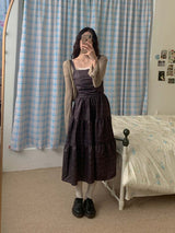 ベティチェックシャーリングスモックドドレス/BETTY CHECK SHIRRING SMOCKED DRESS(BROWN)