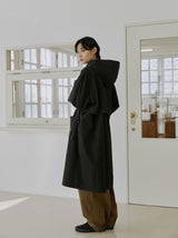 ロングフードジコート / unisex long hood coat black