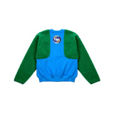 [UNISEX] Panelled Faux-Shearling Sweatshirt (Blue) (6656336199798)