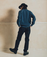 Hand painted fisherman knit sweater_blue