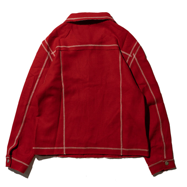 frayed raw edge wool jacket
