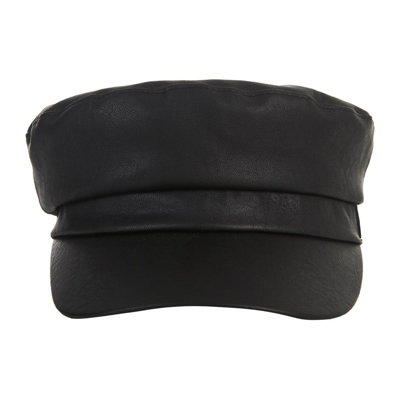 ブラックスタッズレザーマトゥルーズキャップ / Black stud leather matroos cap