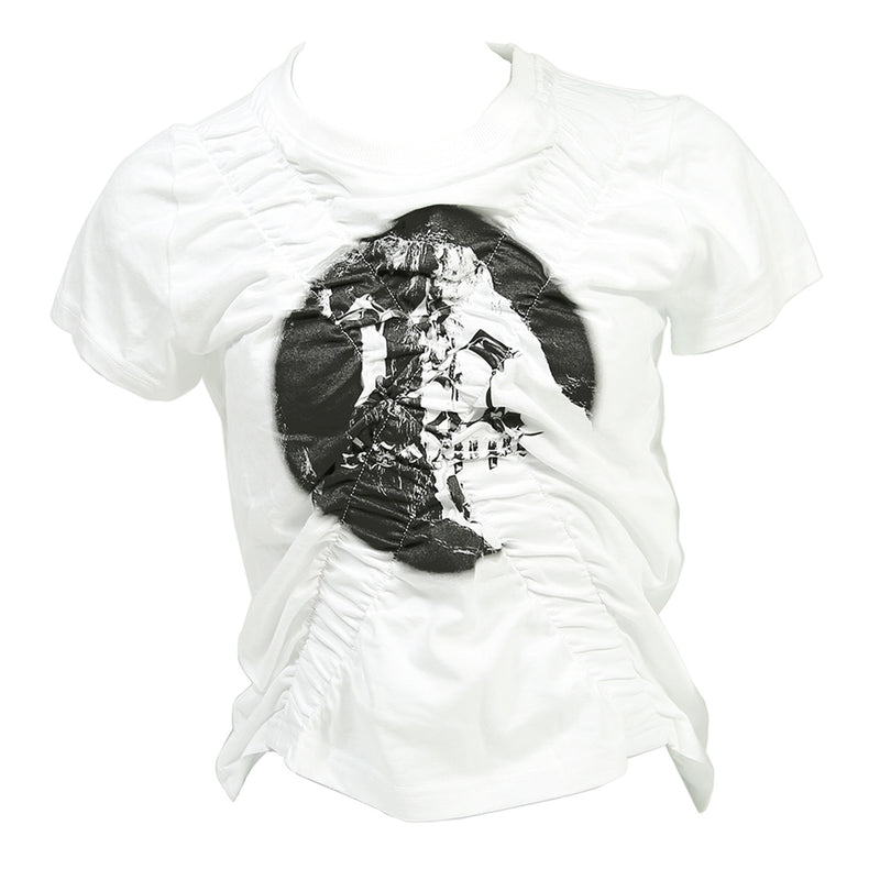 シャーリングロゴクロップTシャツ / 222 X shirring logo crop t - White