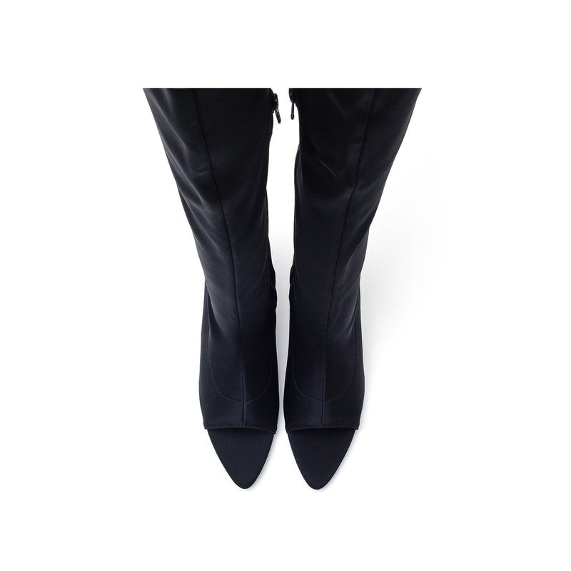 ストレッチオープントゥヒールブーツ/Stretch Open Toe Heel Boots(Black)
