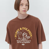 パピードルフィントゥゲザーTシャツ/Puppy dolphin together half sleeve tshirt