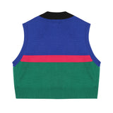 Striped crop knit vest [Blue] (6535249264758)