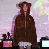 パンクベアフリースジャケット / 0 1 punk bear fleece jacket - BROWN