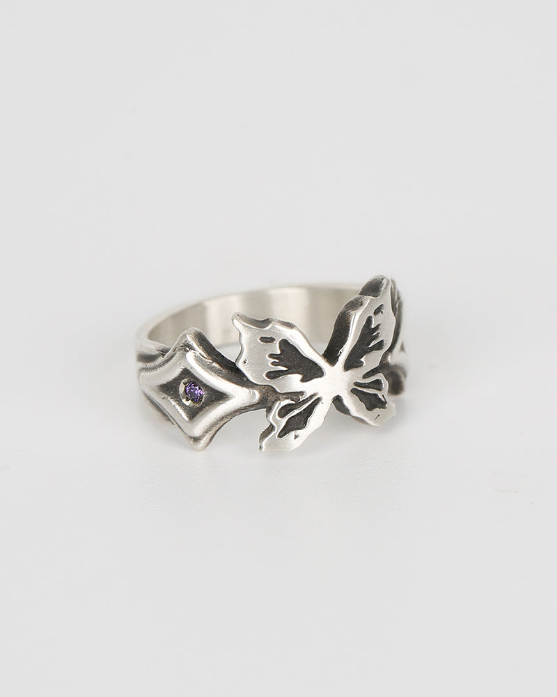 Single butterfly ring (purple)(925 silver)