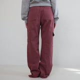 ボタンポケットワイドカーゴパンツ/Button Pocket Wide Cargo Pants [RED BROWN]