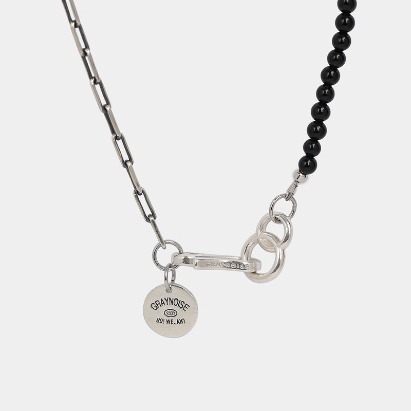 ハーフチェーンリンクネックレス/Half chain link necklace (Onyx) (925 silver)