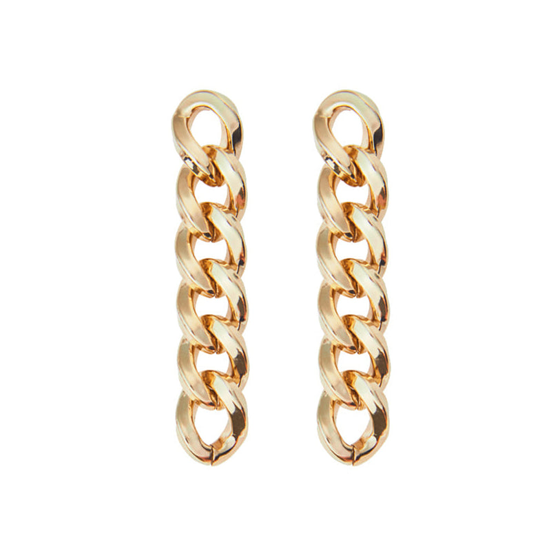 フリジア着用！レギュラーボールドチェーンドロップイヤリングゴールド/ Freesia wear! regular bold chain drop earrings gold (6653322133622)