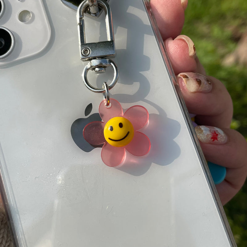 [small pink] happy daisy keyring case (6603603017846)