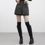 ユセルヘリンボーンレイヤードスカート/Yucell herringbone layered skirt