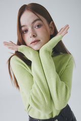 ホールガーメントカシミアタートルネックニット / Whole Garment Cashmere Turtleneck Knit [Lime Green]