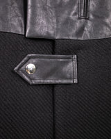 ツイードレザーパネルシングルブレステッドコート/Tweed and Leather Panelled Single-breasted Coat