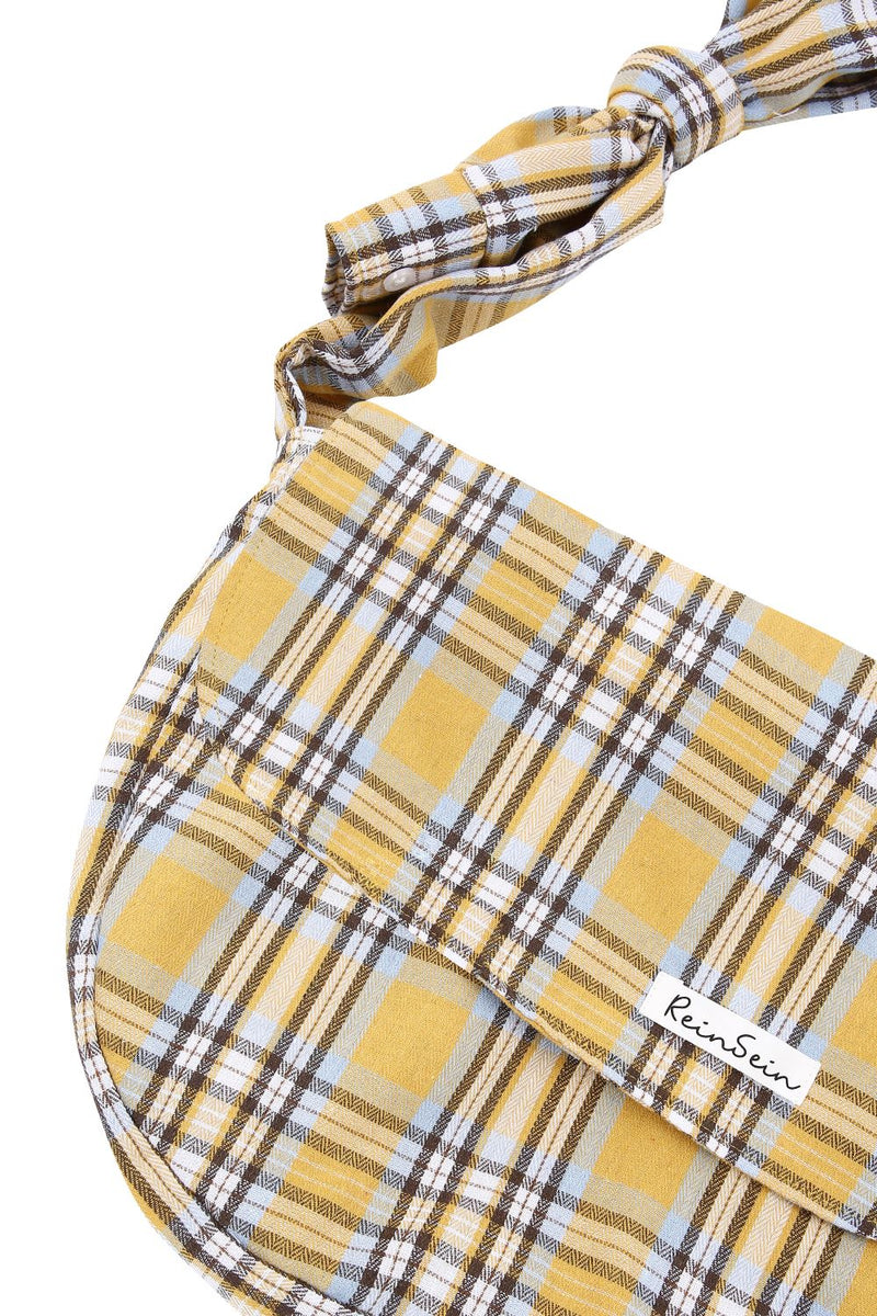 ノットチェックシャツメッセンジャーバッグ / knotted check shirt messenger bag