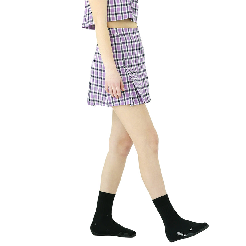 Seersucker Pleats Mini Skirt[3COLORS] (6559901581430)