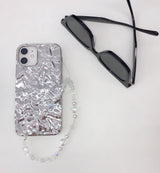 クリアホワイトハートミークリスタルフォンストラップ / Clear White Heart Me Crystal Phone Strap