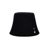 ハートチェーンスタッドリネンバケットハット / Heart Chain Stud Linen Bucket Hat Black