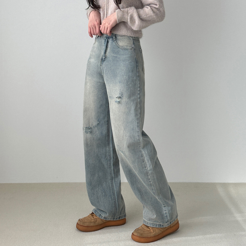 dusty vintage long wide denim pants
