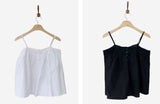 Authentic lace string sleeveless shirring summer vintage blouse (2 colors)