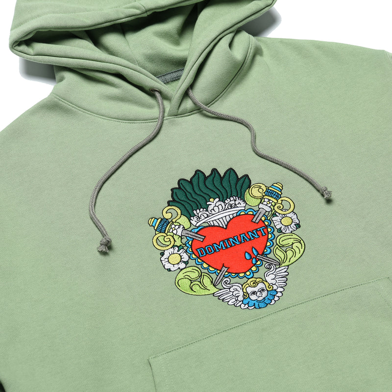 フリースパーカー / Angel embroidered heavy fleece hoodie_OLIVE (4594043584630)