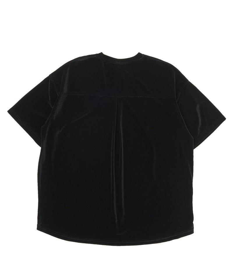 DROP-SHOULDER VELVET 1/2 TEE (Black) / ドロップショルダーベルベット1/2 Tシャツ