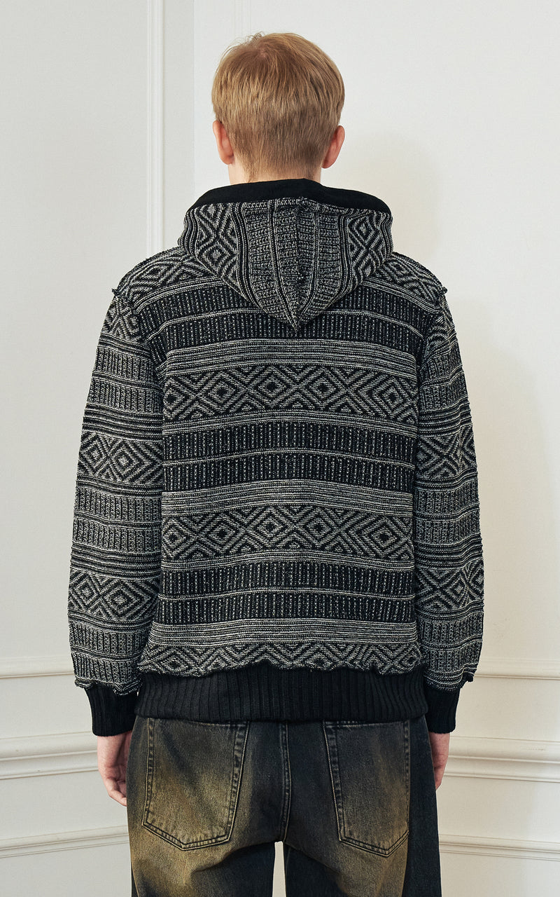 INSIDE-OUT JACQUARD KNIT HOODIE ZIP-UP_[BLACK] (6637834797174)