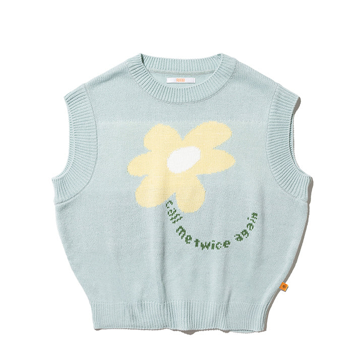Flower Crop Knit Vest (6535259816054)