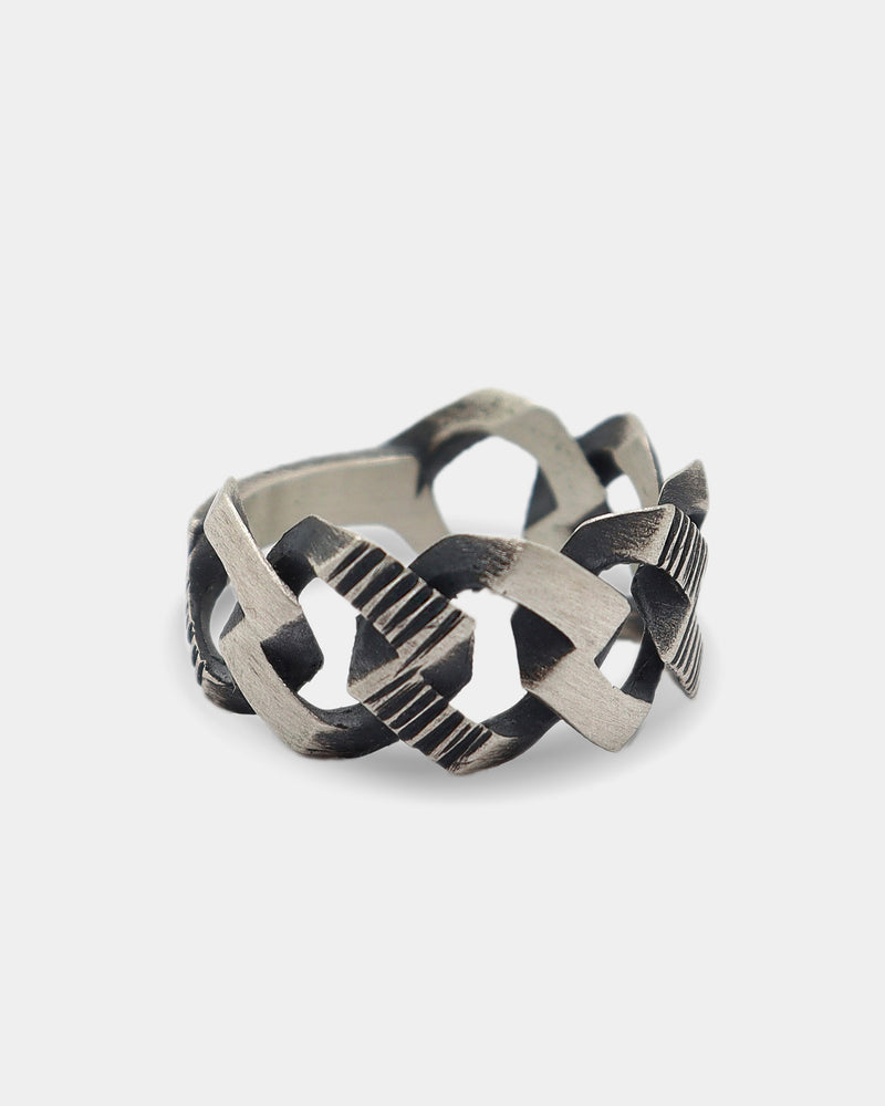 Noise pattern chain ring (925 silver) (6649197232246)