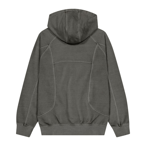 [Heavy Cotton] Pigment Washing Puzzle Embroidered Hoodie_Charcoal