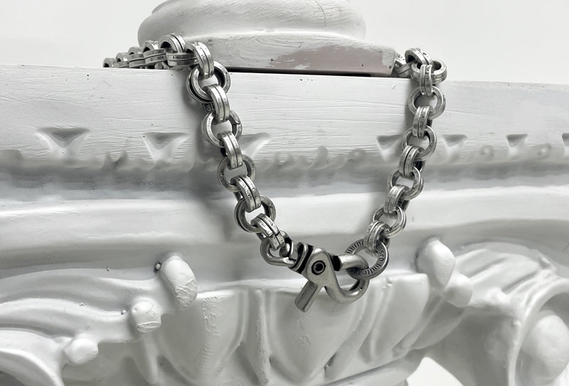 [BLESSEDBULLET]vintage silver curve chain link necklace_13mm (6562966831222)