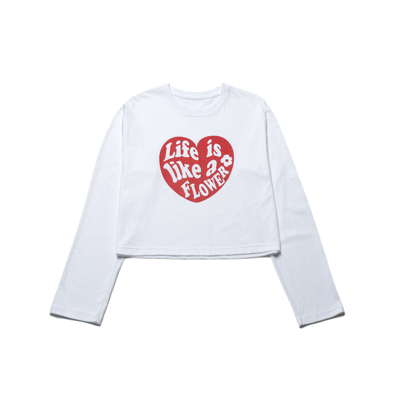LLFハートロゴクロップロングスリーブTシャツ / LLF HEART LOGO CROP L/S TEE(WHITE)