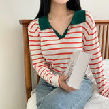 アセンクシュエイテッドカラーカラードニットウェア / [4colors/open collar] Accentuated collar colored knitwear