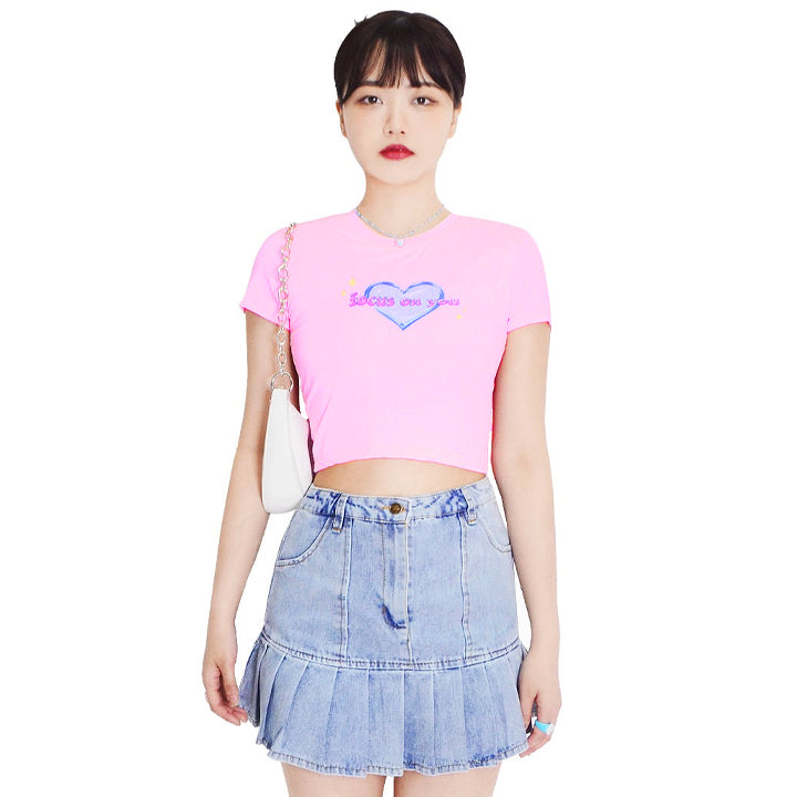 90sフォーカスクロップスパンスリーブTシャツ/90s foucus crop span sleeve t-shirts (light pink)