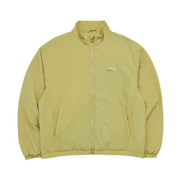  LETTERING LOGO ROUND CUTTING TRACK BOMBER JACKET LIME 