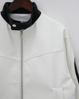 レイシングカラーマッチングレザージャケット / Racing color matching leather jacket (2color)