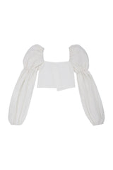 ホワイトアンバランスパフブラウス / white unbalance puff blouse