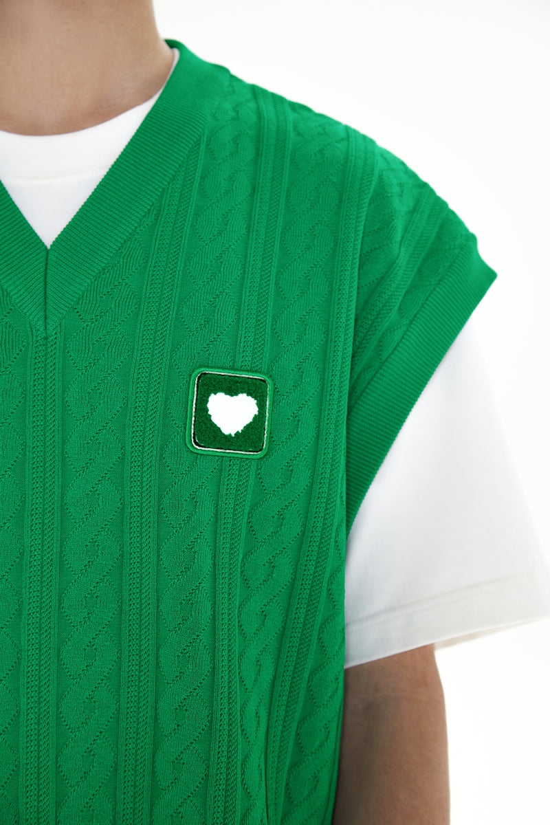 エモーションケーブルスリーブレス/Emotion cable sleeveless (Fern green)