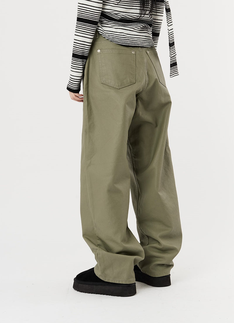 カラーコートワイドコットンパンツ/Color coated wide cotton pants