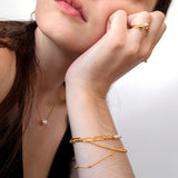 Pearl silver chain bracelet (6655047598198)