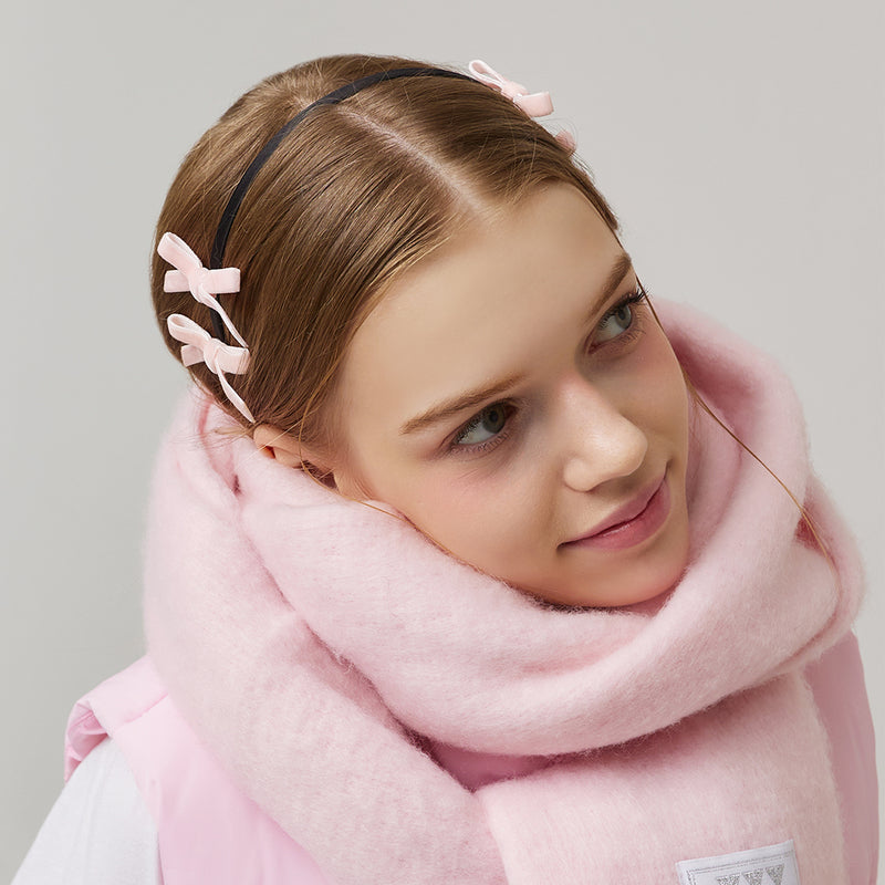Velvet Mini Ribbon Hairband _ Pink