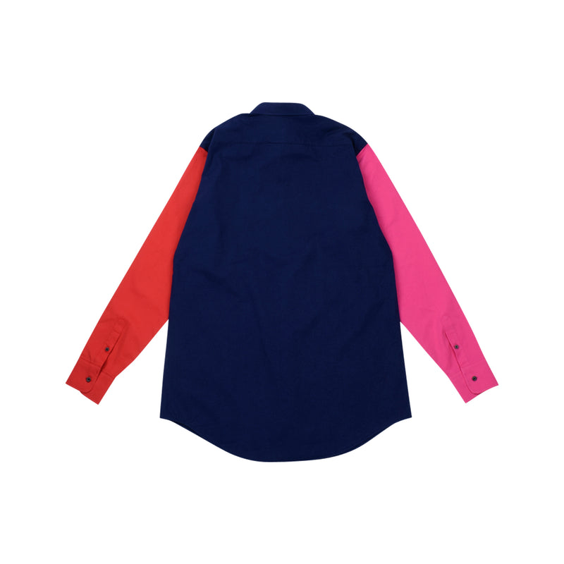 [UNISEX] Colour-Block Shirt (Navy) (6656001179766)