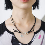 レザーリンクネックレス/Leather link necklace (925 silver)