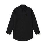 Solid Overfit Long sleeve shirt [BLACK] (6618543161462)
